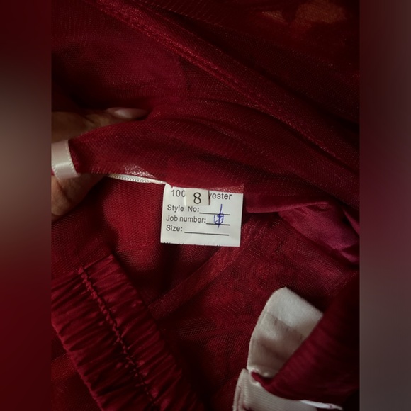 Burgundy Strapless Dress with Lace Appliqué - Picture 6 of 10